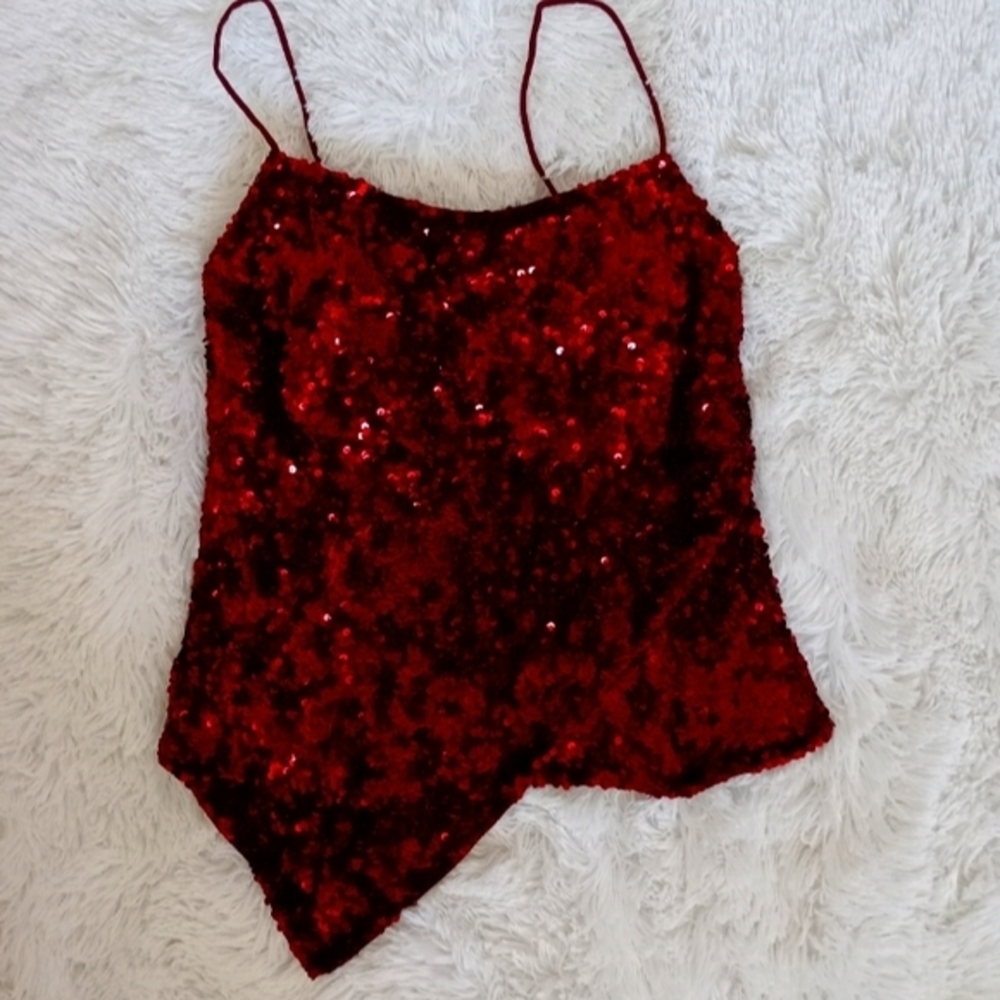 Cache Red Sequin Camisole